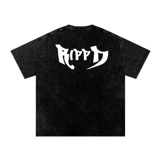 snow washed cotton black tee